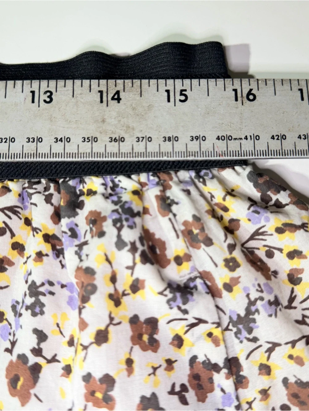 Old Navy Cream Floral Skater Skirt with Black Waistband